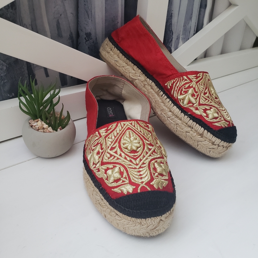 Costa NWOT Embroidered Espadrilles - 38 Made in Spain